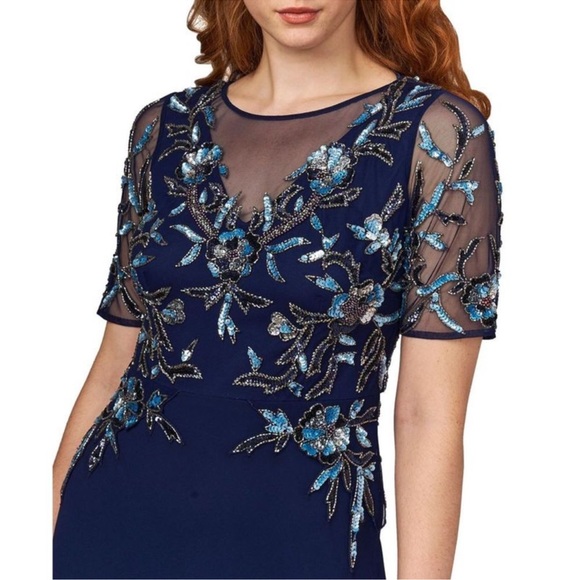 Adrianna Papell Dresses & Skirts - Women’s Sequins Floral Gown, Blue, Size 14